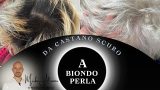 Decolorazione capelli su ricrescita castano con obbiettivo BIONDO Platino PERLA 💎 [upl. by Reese]