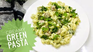 Creamy Green Pasta  Easy cheesy pasta recipe with cheese n mayonnaise  pasta in green sauce [upl. by Held109]