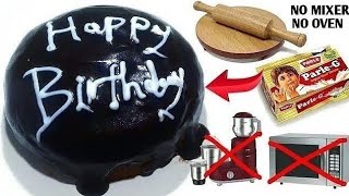 Happy Birthday Cake  Biscuit Se Birthday Cake  Parle G Biscuit Cake Recipe Without Oven amp Mixer [upl. by Tongue]