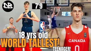 Olivier Rioux 79 ft WORLD TALLEST TEENAGER 18 YRS OLD  NBA DRAFT [upl. by Julee]