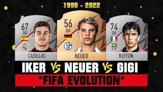 Casillas VS Buffon VS Neuer FIFA EVOLUTION 😢💔 FIFA 98  FIFA 22 [upl. by Blanding809]