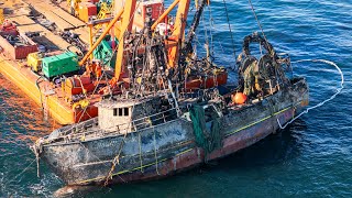 Susan Rose 77FT Fishing Boat LIFTED FROM BOTTOM OF ATLANTIC OCEAN Point Pleasant Beach 111924 [upl. by Alyal]