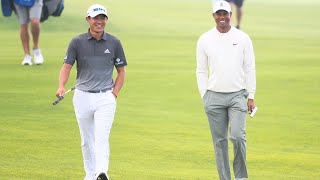 Tiger Woods practices some impressive swings alongside Collin Morikawa at 2024 Tiger Jam clinic [upl. by Cob]