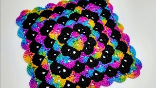 Easy Crochet Blanket Tutorial Scrap Yarn Blanket  PeekABoo Shells [upl. by Noiz]