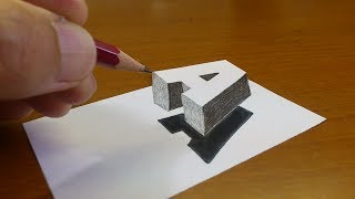 Very Easy How To Drawing 3D Floating Letter quotAquot 2  Anamorphic Illusion  3D Trick Art on paper [upl. by Aiden616]