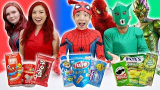 PILIH KARAKTER SPIDERMAN SESUAI PERMEN MAKANAN 1 WARNA  Tantangan Lucu  CnX Adventurers [upl. by Aivartal]