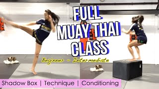 FULL MUAYTHAI CLASS 30 Minutes  Follow Along Technique  Shadow Box  Conditioning [upl. by Skipper]