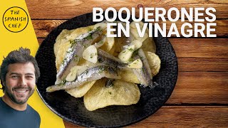 Spanish Boquerones en Vinagre  Pickled marinated anchovies [upl. by Saiff]