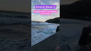 EXTREME Waves in Pendine Sands Carmarthen South Wales wales oceanwaves googlepixel6a [upl. by Ominoreg]