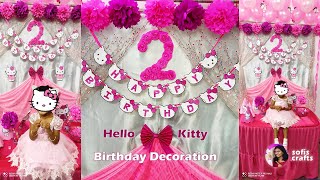 Hello Kitty Cat Balloon Decoration for Birthday Party at home [upl. by Nollie248]