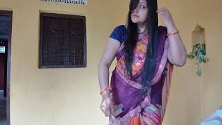 after bath wet hair combing  dry hair combing  wet hair combing saree vlog🙏😊 [upl. by Alit]