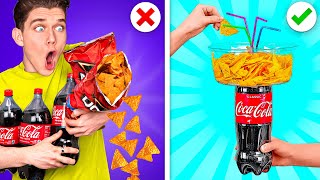 TRYING 100 FOOD HACKS IN 24 HOURS Breaking Rules Facing Fears Blindfolded amp Dates vs Pranks [upl. by Adaner]