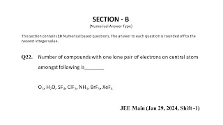 Q22 JEE Main Chemistry PYQ Jan 29 2024 Shift 1  Chemical Bonding  NEON JEE NEET [upl. by Itsrejk]