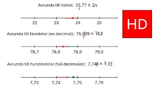 Avrundning till ental en decimal två decimaler  åk 7 HD [upl. by Idnem]