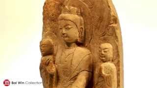 Northern Wei Dynasty stone Buddha with two guardians [upl. by Schoening]