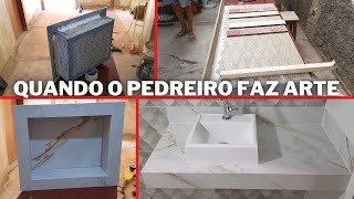 Reforma com baixo custo Veja o incrível trabalho desse pedreiro Bancada e nicho em porcelanato [upl. by Thurmond]