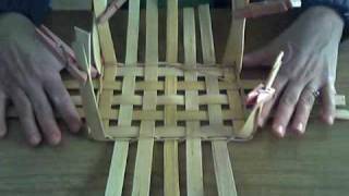 Basket Weaving Video 5 Upsetting the Sides of a Basket How to weave a basket [upl. by Meekar]