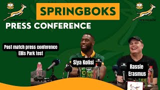 SPRINGBOKS Rassie Erasmus amp Siya Kolisi after epic come from behind win over All Blacks [upl. by Underwood888]