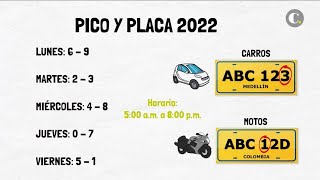 ¡Atentos Así será el pico y placa en el primer semestre de 2022  El Colombiano [upl. by Oriaj]