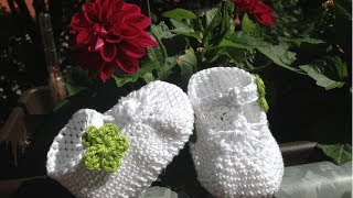 Escarpínes de bebe con correa en crochet  Instrucción zapatitos de BerlinCrochet  Parte4 Adorno [upl. by Ming]