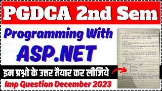 📚ASPNET IMP QUESTION PGDCA 2ND SEM FOR EXAM DECEMBER 2023 dca pgdca mcu [upl. by Macario]