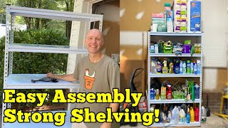 5 Tier Adjustable Garage Shelving Review Heavy Duty and Durable [upl. by Googins]