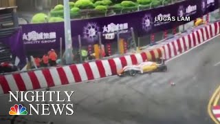 The Scary Moment A Teenage Formula 3 Driver Goes Airborne Crashes During Race  NBC Nightly News [upl. by Aeht]