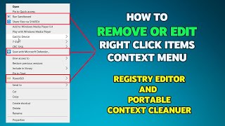 How to EDIT or REMOVE right Click items Context Menu in Windows 10 using Registry Editor and Context [upl. by Nomelc]