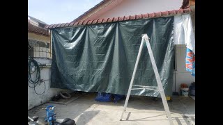 Pasang heavy duty canvas pada awning elak tempias hujan [upl. by Thedric]