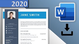 CV Template Word DOWNLOAD FREE ⬇ 2020 😱  Blue Resume Design with Icons ✪ DOCX ✪ [upl. by Earahs]