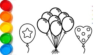 How to draw a balloon  Easy drawing  Step by step drawing balloon for kids [upl. by Mauchi]