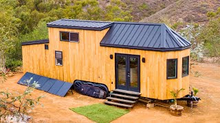 Custom Welded Flatbed Trailer By Tiny House Basics  Living Design Tiny House [upl. by Wiltz714]