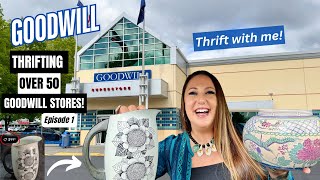 THRIFTING OVER 50 GOODWILL THRIFT STORES Epic Goodwill Thrift Tour  Thrift With Me Episode 1 [upl. by Airotna]