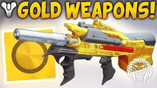 Destiny 2 GOLD WEAPON SKINS Iron Banner Grenade Launcher Secret Inventory Trials amp PC Beta [upl. by Thorlay]