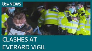 Sarah Everard Clashes between police and mourners at vigil  ITV News [upl. by Nonnaihr]