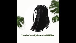 Peep Toe LaceUp Boots with 9CM Heel [upl. by Uon814]