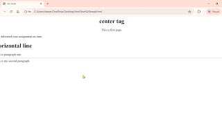 HOW TO BREAK A LINE  HORIZONTAL LINE  CENTER TAG IN HTML IN HINDI [upl. by Naihs]