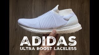 Adidas Ultra Boost Laceless footwear white  UNBOXING  fashion shoes  2017  HD [upl. by Elboa832]