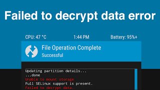 Fix Failed to decrypt data error in TWRPOrangeFox [upl. by Ardnoek]