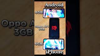 iPhone 4GB RAM Vs Android 4GB RAM Vs Oppo a71 3GB RAM POWER TEST☠️💀shorts shortsfeed [upl. by Parrisch945]