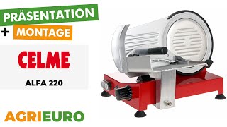 Produkt und Montagevideo Celme ALFA 220 rot  Aufschnittmaschine mit Stahlklinge 220 mm [upl. by Intruoc]