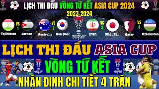 LỊCH THI ĐẤU VÒNG TỨ KẾT ASIAN CUP 2023 FULL  NGÀY 222024  NHẬN ĐỊNH THÔNG TIN CHI TIẾT 4 TRẬN [upl. by Aidahs]