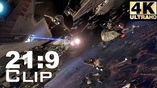 219 STAR WARS Episode III  Starfighter flight Ultrawide 4K Clip Upscaled BD  UltrawideVideos [upl. by Kent]