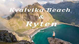 DAY 4445  NORWAY  LOFOTEN  KVALVIKA BEACH  RYTEN 100 DAYS OF HIKING [upl. by Caye968]