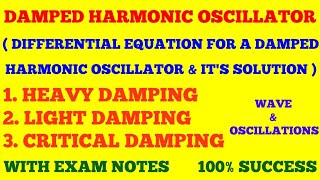 DAMPED HARMONIC OSCILLATOR  HIGHLY DAMPED CRITICALLY DAMPED LIGHTLY DAMPED  WITH EXAM NOTES [upl. by Acebber]