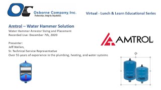 Water Hammer Arrestor Sizing and Placement  Amtrol 2020 [upl. by Abbey]