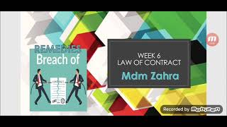 WEEK 6 LAW OF CONTRACT REMEDIES FOR BREACH OF CONTRACT [upl. by Noxid132]