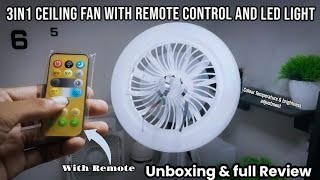 3in1 Ceiling Fan with Remote Control and LED Light Unboxing amp Full Review unboxing review asmr [upl. by Justicz]