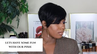 HOW TO ADD EXTENSION TO PIXIE CUTSHORT HAIR ADD BANGS TO PIXIE FEAT Dark amp Lovely [upl. by Sinnal]