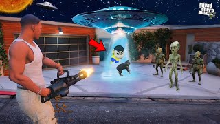 GTA 5 Aliens Attack on Los Santos  Shinchan Kidnap By Aliens Part1 [upl. by Hsilgne]